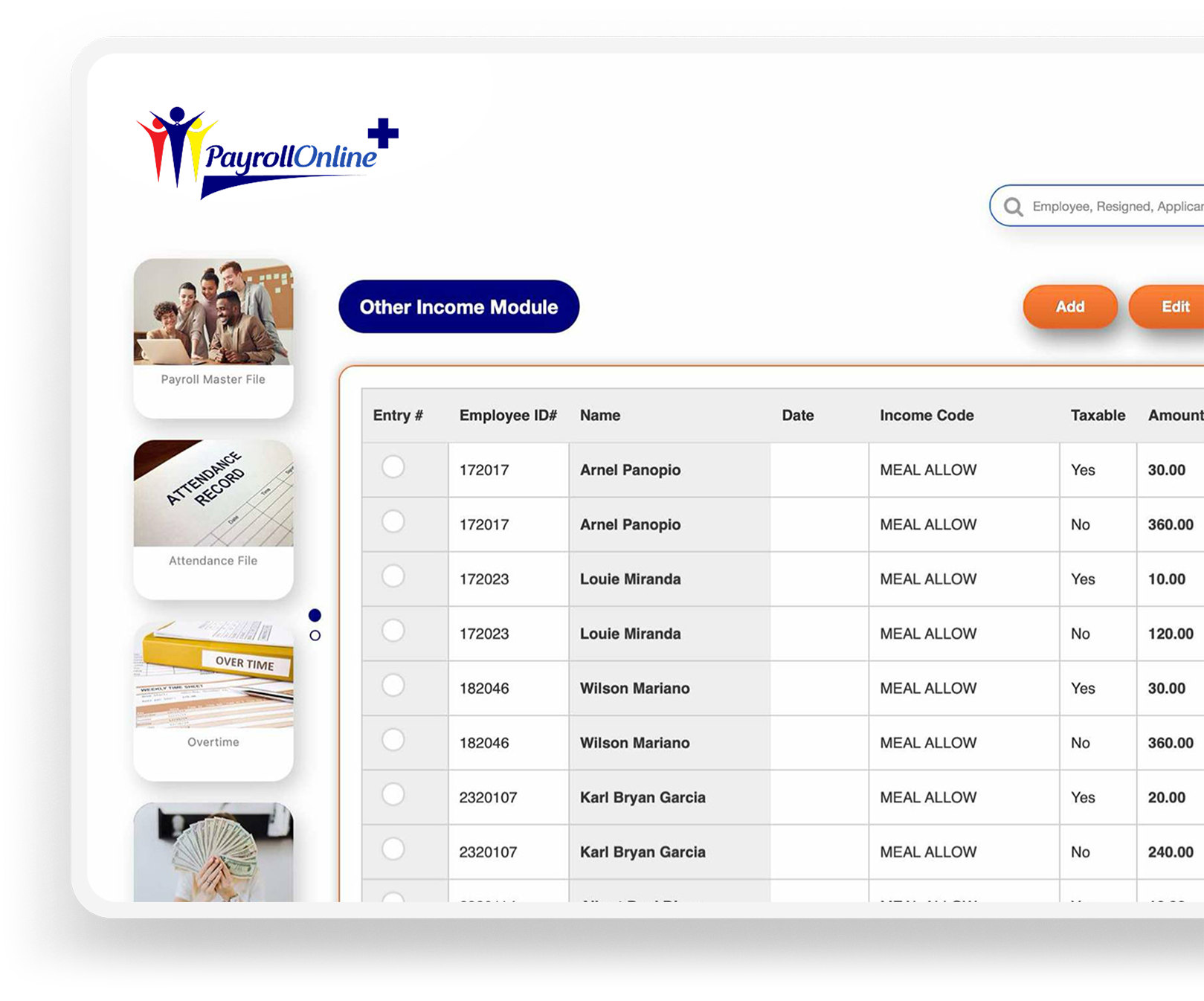 HROnline+ App Interface